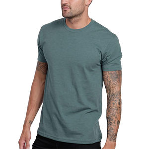 Venta al por mayor 100% algodón hombres camisetas personalizadas Slim Fit cuello alto de gran tamaño liso de manga corta Camiseta para hombre - Product Image 4