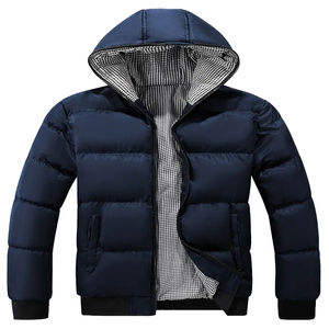 Chaqueta de Invierno Acolchada Personalizada para Hombre con Cuello Alto y Capucha, Diseño Ecológico en Tela de Lona, Estilo Urbano, Alta Calidad - Product Image 1