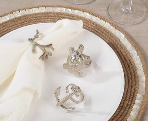 MZ INTERNATIONAL <b>Set</b> of 4 <b>Silver</b> Metal Napkin <b>Rings</b> - Product Image 2
