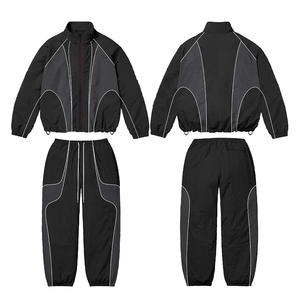 New Custom Logo <b>Zip</b> <b>up</b> <b>Jacket</b> and Pants Track Set Polyester Nylon Windbreaker Sports Tracksuit Set for Men - Product Image 6