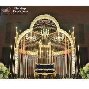 Media jaula ceremonial cristiana para escenario de recepción media jaula telón de fondo de Metal decoración de escenario bodas cristianas decoración de recepción - Product Image 1