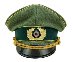 Casquette de biker en cuir véritable rouge de qualité supérieure 2025, style officier Muir, avec badges brodés officiels - Product Image 6