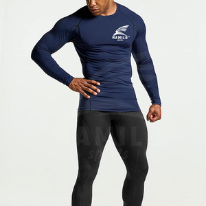 OEM Service Custom <b>Logo</b> Long Sleeve Gym Compression Shirt 100% Cotton Solid Pattern - Product Image 4