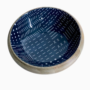 Cuencos para servir ensaladas de madera con estampado esmaltado para frutas, cereales, aperitivos, para mezclar fiestas y exhibir decoraciones - Product Image 1