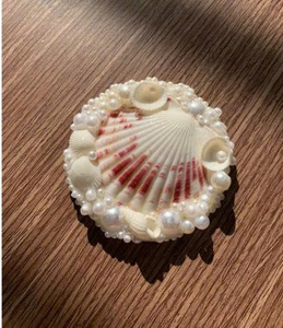 Miroir de poche rond en coquillage, fait à la main au Vietnam, ornementation en coquillage marin, cosmétique - Product Image 3