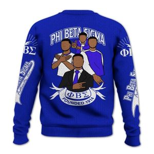 Phi Beta Sigma grec 1914 pull en tricot acrylique bleu blanc Chenille lettres Sigma Beta fraternité vêtements pull - Product Image 4