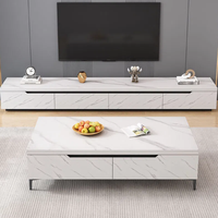 Meuble TV de luxe au design moderne en bois et MDF avec finition marbre, meuble TV, support TV