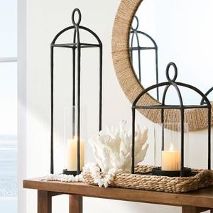 Candelabros de Metal de pie de estilo nórdico de granja rústica, farol de vela de diseño personalizado para decoración de boda - Product Image 1