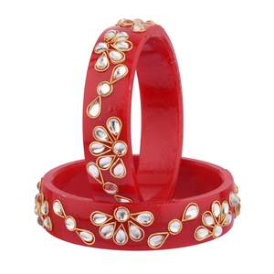 Indian Kundan Bangle Bracelet Acrylic Gold Plated Indian Manufacturer Wholesale Jewelry Bridal Wedding Jewelry Indian Bangle Set - Product Image 1