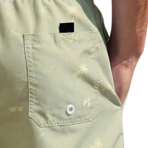 Shorts de bain imprimés pour hommes, respirants, séchage rapide, logo avant, taille élastique avec cordon de serrage, décontractés, pour l'été, avec poche arrière - Product Image 6