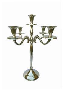 Candelabre en aluminium à cinq bras monté au sol, argenté, fait à la main, rond, taille personnalisée disponible, décoration de table pour la maison et les mariages - Product Image 4