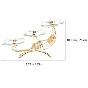 Plateau de service indien en cristal et métal à 3 niveaux, écologique, durable, lavable au lave-vaisselle, avec rangement pour la cuisine, les fêtes, l'hôtel - Product Image 3