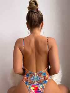 Meilleures ventes : Maillot de bain une pièce grande taille pour femme, col en V, style sportif, imprimé, pour la plage, vente en gros, vêtements de plage, maillot de bain - Product Image 2