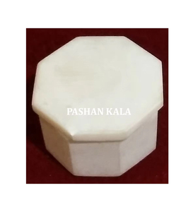 Cajas de regalo de joyería de forma octogonal lisa de mármol blanco hecho a mano con exportador y mayorista indio precio asequible para el comprador - Product Image 1