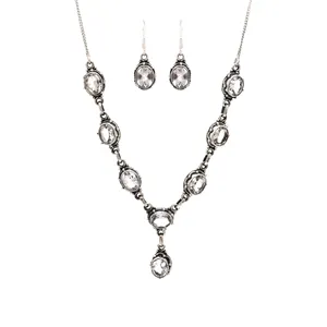 透明水晶八石项链耳环珠宝套装女性梦想家波西米亚精神疗愈正能量套装