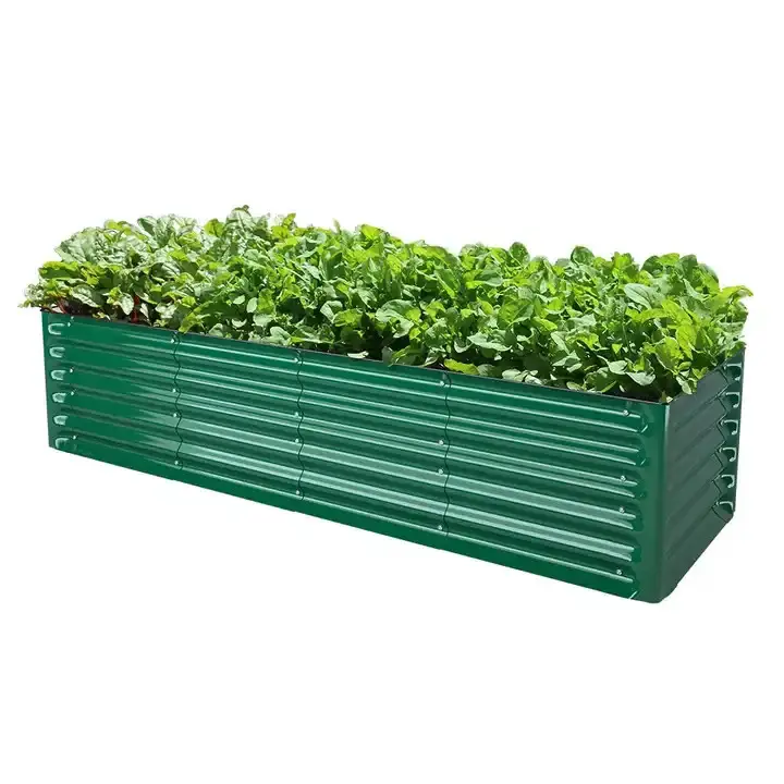 야채를 위한 금속 제기 정원 침대, 꽃, 허브 키가 큰 강철 대형 화분 상자 OEM 야외 ODM 아연 도금 장식 디자인