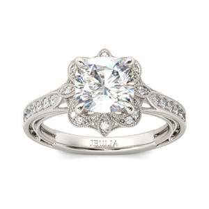 Bague de fiançailles Jeulia en argent sterling avec coupe florale vintage - Product Image 1
