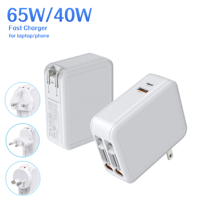 Chargeur rapide GaN 40W 65W 4 en 1 avec câble USB C rétractable double, type C USB a, adaptateur secteur 4 ports, chargeur rapide pour iPhone, ordinateur portable