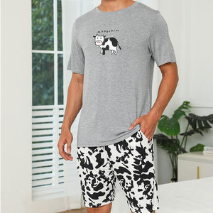 Conjunto corto de algodón personalizado de buena calidad OEM para hombre, conjunto doble para gimnasio, camisetas de algodón para hombre al por mayor con pantalones cortos transpirables a juego - Product Image 3
