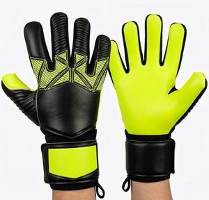 Guantes de portero de fútbol, ​​material de PU, dedos completos, antideslizantes, transpirables, cierre de gancho y bucle, equipo deportivo Unisex - Product Image 4