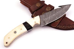 Cuchillo de acero de Damasco hecho a mano puro cuchillo de hoja fija Camping aventura al aire libre Bushcraft cuchillo con mango de hueso de camello - Product Image 5