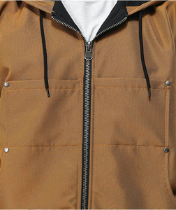 Veste de travail d'hiver de haute qualité OEM, grande taille, veste en jean personnalisée pour hommes, veste de travail respirante en toile avec capuche pour hommes - Product Image 3