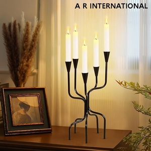 Bougeoir en fer à 5 bras fait à la main, support décoratif en fil métallique pour les cadeaux de fête d'anniversaire, la Saint-Valentin, Pâques - Product Image 5