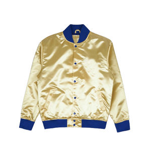 Nueva chaqueta de satén de primavera y otoño para hombre, informal, color sólido, reflectante, Varsity, cremallera frontal, forro largo fino, cremallera frontal - Product Image 1