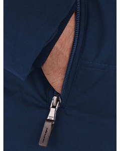 Causal Sólido Liso Capucha ajustable Color azul marino Puños elásticos Cierre de cremallera Chaqueta acolchada Chaqueta de invierno con bolsillo interior personalizado - Product Image 3