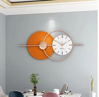 Horloge murale grand format à aiguilles silencieuses, design classique, style Art Déco antique, nordique, en métal et verre orange, pour la maison et le bureau