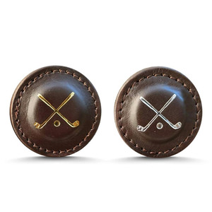 Marcadores de pelotas de golf magnéticos de cuero con logotipo estampado de aluminio personalizado al por mayor - Product Image 3