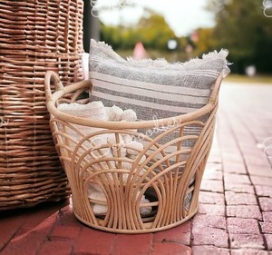 Stylish Handwoven Rattan <b>Storage</b> Basket with Cross Design Durable Handles <b>for</b> Kids' <b>Toys</b> Home Hotel <b>Storage</b> Healthy Style Basket - Product Image 6