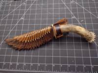 Funda de cuero genuino en forma de ala para Cuchillo de supervivencia al aire libre hoja de acero de grado DIY hecha para adaptarse perfectamente