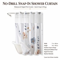 Rideau de douche à imprimé numérique animaux marins en polyester imperméable, sans œillets, pour salle de bain