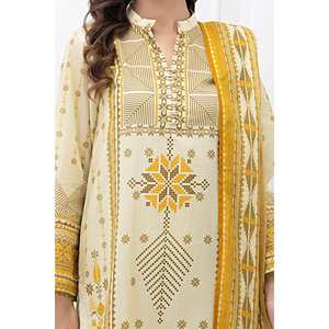 ชุดสูทผ้าลอน 3 ชิ้น สีมัสตาร์ดสำหรับผู้หญิง (แบบยังไม่เย็บติดกัน) - Product Image 4