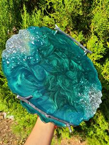 Bandeja de Resina de Bajo Costo con Posavasos, Modelo Hecho a Mano, Personalizable, Juego de Servicio Duradero para Uso Diario y Protección de Mesa - Product Image 6