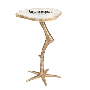 Set of 2 <b>Side</b> <b>Table</b> Nordic Wrought Iron <b>Gold</b> color Marble Top <b>Table</b> For Outdoor & Room Apartment Home Office Use - Product Image 6