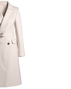 Women Long Trench Coat Ivory White Double Breasted Belted Winter Overcoat Elegant Fashion <b>Wool</b> Blend OEM Custom Wholesale - Product Image 2