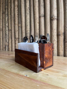 Organizador de Cubiertos de Madera Moderno Hecho a Mano con Porta Servilletas, Caja de Almacenamiento de Cubiertos para Mesa, para Cucharas, Tenedores y Cuchillos, para Restaurante y Hogar - Product Image 6