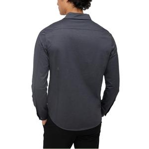 Camisa Casual de Manga Larga de Sarga Premium para Hombre, Estilo Vacacional, Color Sólido, para Otoño, con Cuello Polo y Botones Cubiertos - Product Image 2