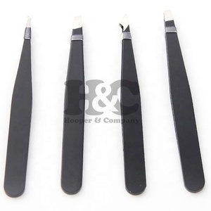 Nouvel ensemble de pinces à sourcils professionnelles Hooper Company à pointe inclinée, en acier inoxydable durable et réutilisable pour la beauté - Product Image 3