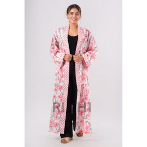 Ridhi Kimono pour femme 100% coton Peignoir Hand-Block Imprimé Rose Rose Kimonos Vêtements de nuit pour femme - Product Image 6