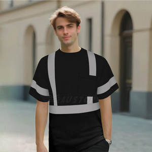 เสื้อยืดบุรุษแขนสั้นสะท้อนแสงมองเห็นได้ชัดเจนเสื้อยืดก่อสร้างสำหรับทำงาน - Product Image 3