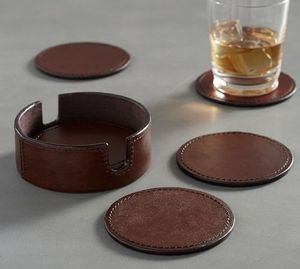 Posavasos de cuero redondos clásicos con superficie suave y atractivo hecho a mano para protección y decoración de bebidas de lujo - Product Image 5