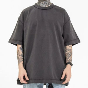 Vente en gros de t-shirts personnalisés de haute qualité vêtements pour hommes 300 gsm t-shirt ras du cou délavé surdimensionné - Product Image 4
