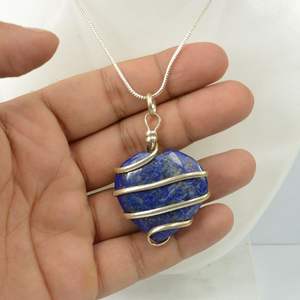 จี้หัวใจ Lapis Lazuli หินกึ่งมีค่างานฝีมือลวดบำบัดอัญมณีฮวงจุ้ยหัวใจแปรปรวน - Product Image 2