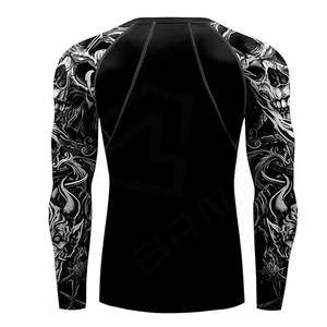 Offre Spéciale MMA Rash Guard sur mesure Simple plaine vierge couleur unie BJJ garde court respirant lavé Technique pour la vente en ligne - Product Image 6