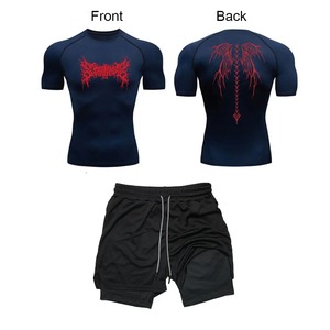 Conjunto de camisa de pantalones cortos de rendimiento 2 en 1 100% conjuntos de camisetas impresas en 3D de algodón conjunto de pantalones cortos elegantes transpirables personalizados para hombres - Product Image 6