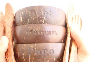 Natural Coconut Shell Bowl Handmade Eco Friendly Crackle Glaze New Chinese Style Smoothie Salad Rice Buddha Bowl Sustainable - Product Image 2