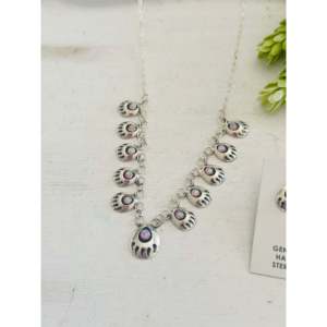 Conjunto de Collar de Ópalo y Plata de Ley Hecho a Mano por Artistas Navajo, Colección de Joyería Fina - Product Image 4